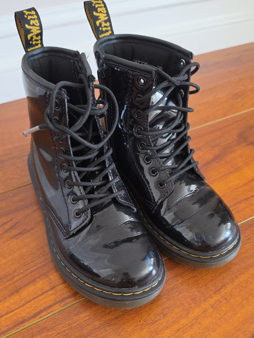 Dr. Martens Black Patent Lace-Up Boots kids size 1